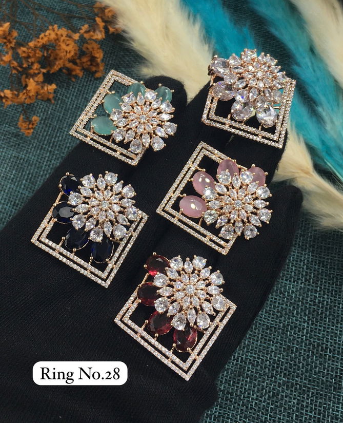  Party Wear Heavy Designer Rose Gold And Silver Rings 4 Wholesale Shop In Surat
